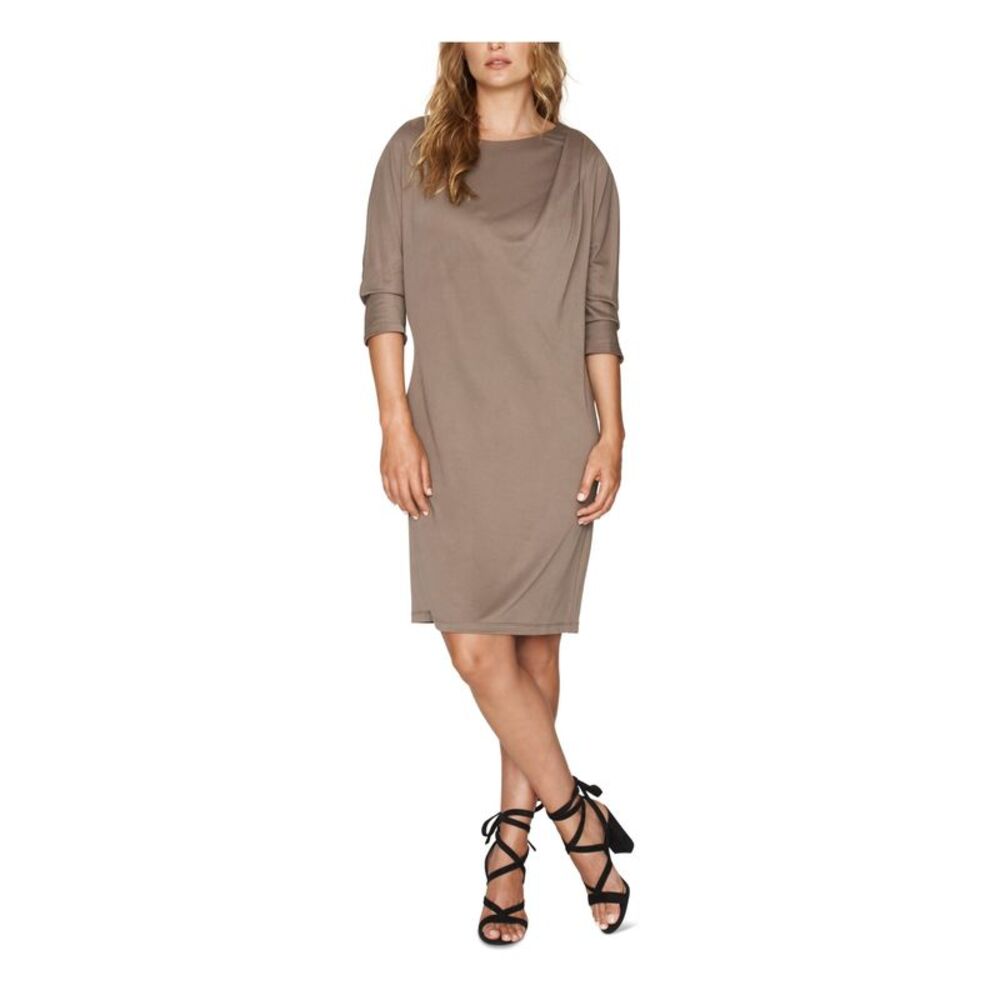 B NEW YORK Womens Shift Short Dress 3/4 Sleeve Scoop Neck